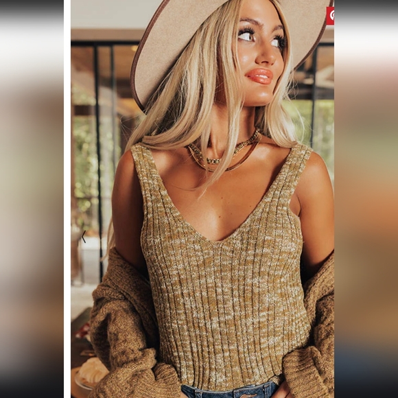 Mine Sage Knit Ribbed Tank Top - Picture 1 of 16